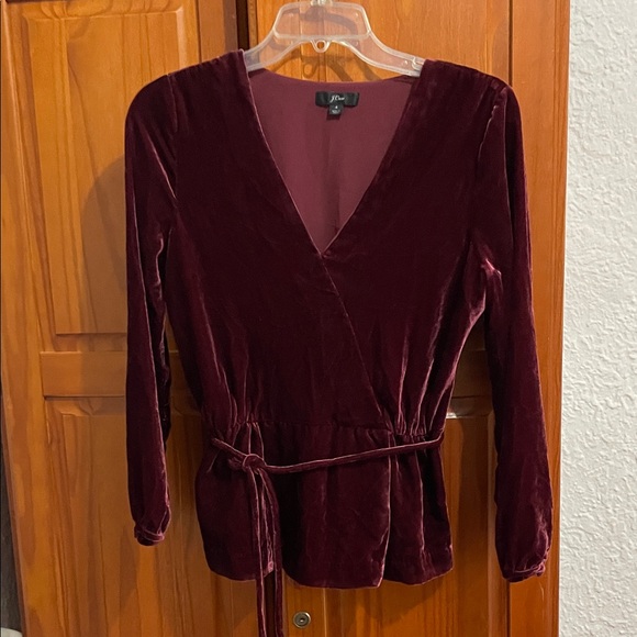 J. Crew Burgundy Velvet top sz 4 holiday, party - Picture 2 of 7